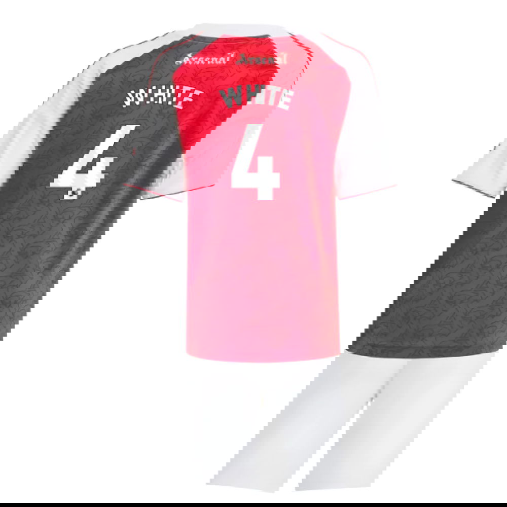 Tanie Koszulki Piłkarskie Arsenal Dziecięca WHITE #4 Główna 2025-2026 Stroje Piłkarskie