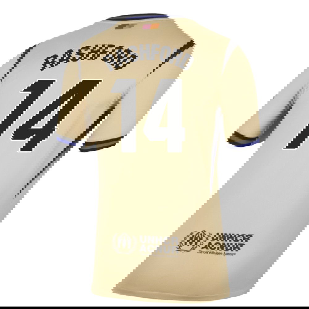 Tanie Koszulki Piłkarskie FC Barcelona RASHFORD #14 Precz 2025-2026 Stroje Piłkarskie