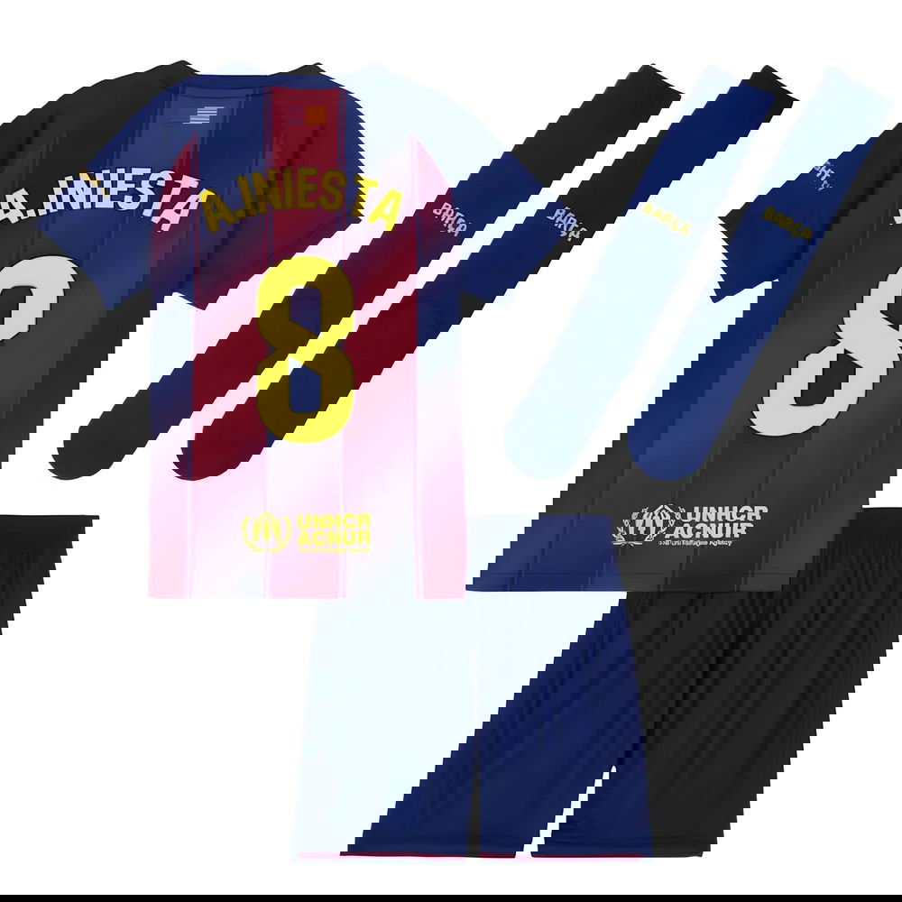 Tanie Koszulki Piłkarskie FC Barcelona Dziecięca AINIESTA #8 Główna 2025-2026 Stroje Piłkarskie