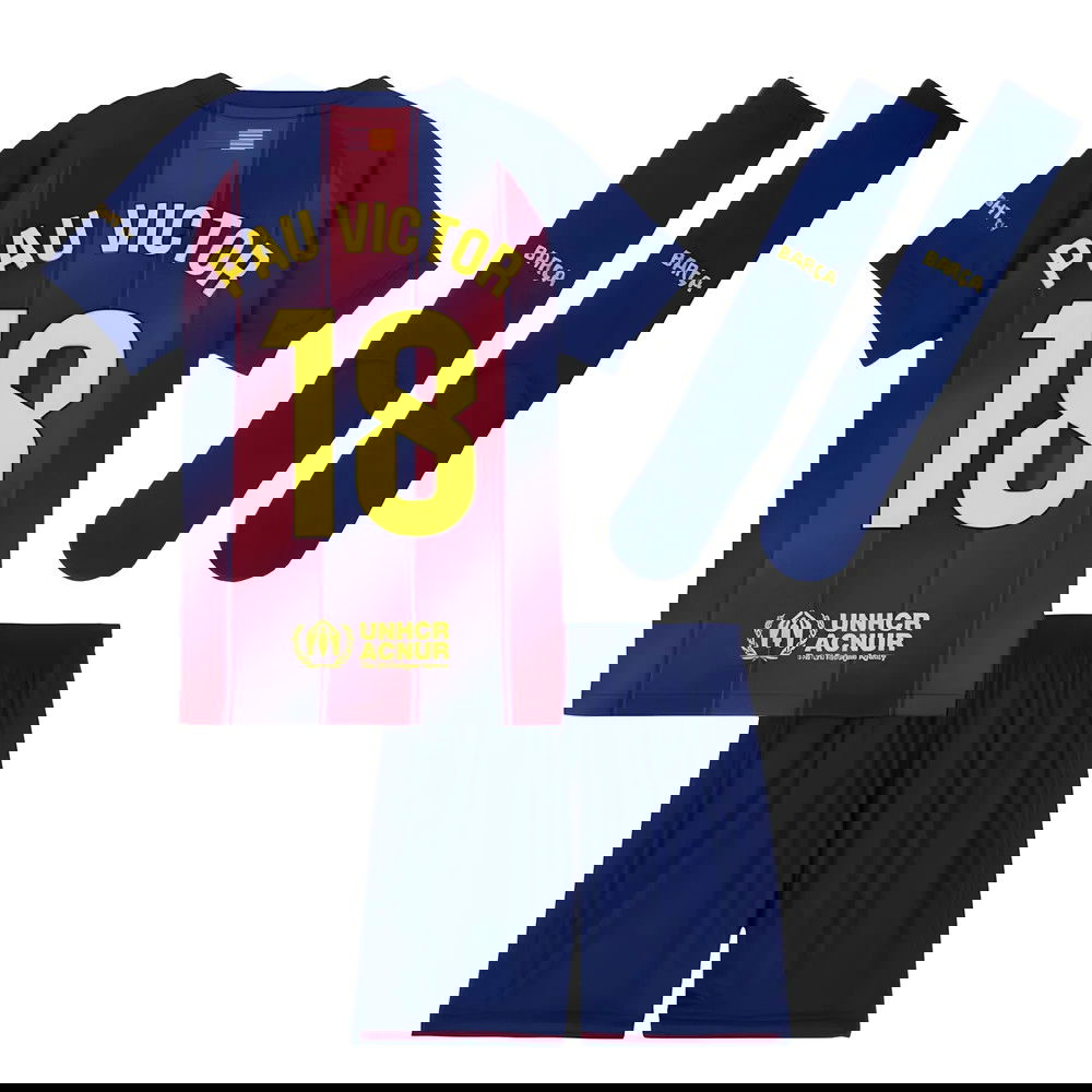 Tanie Koszulki Piłkarskie FC Barcelona Dziecięca PAU VICTOR #18 Główna 2025-2026 Stroje Piłkarskie