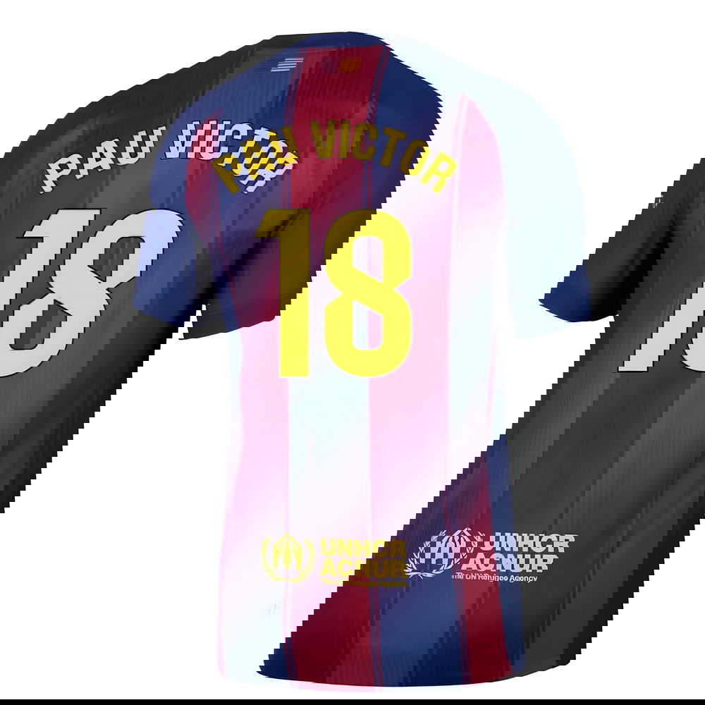 Tanie Koszulki Piłkarskie FC Barcelona PAU VICTOR #18 Główna 2025-2026 Stroje Piłkarskie
