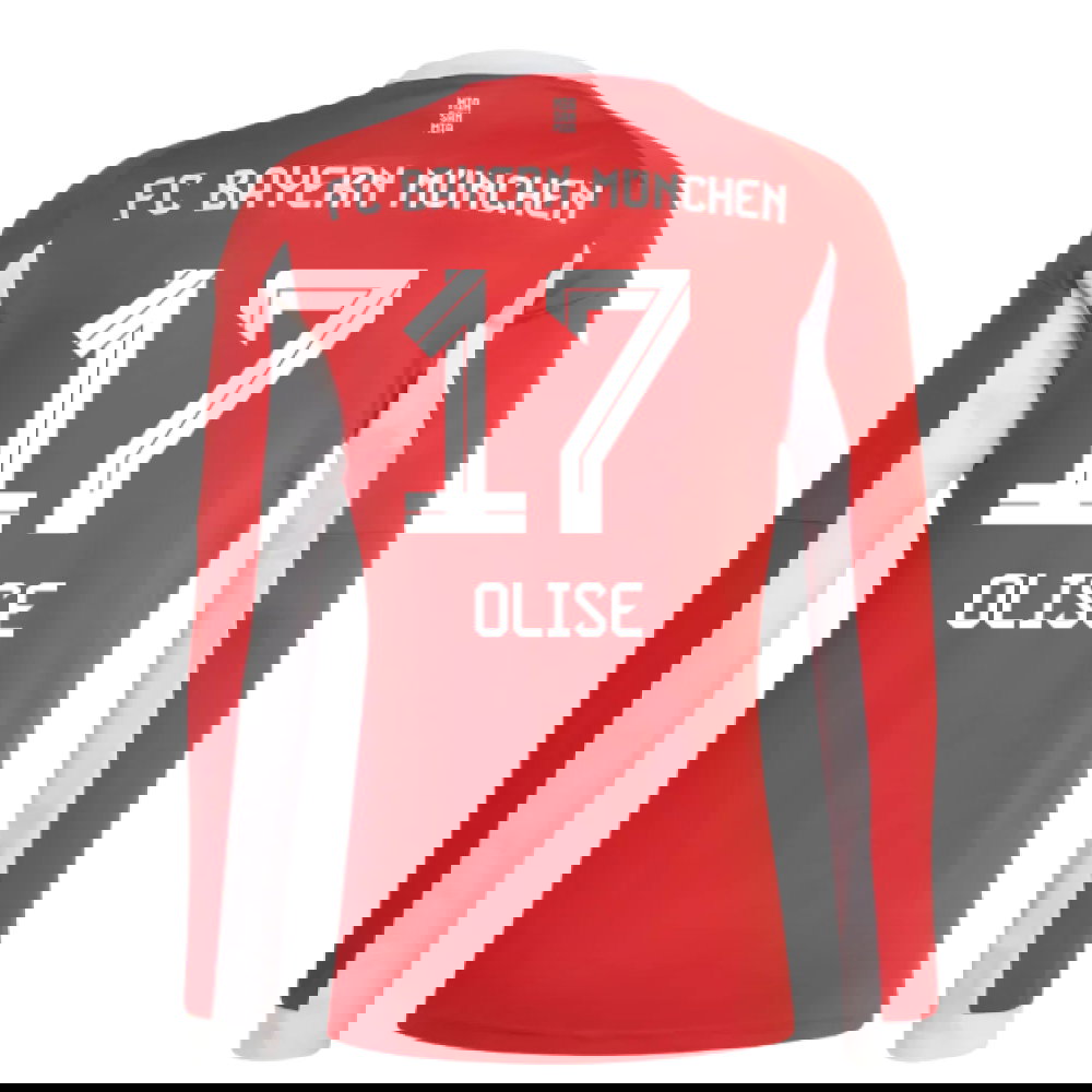 Tanie Koszulki Piłkarskie FC Bayern Monachium Długi rękaw OLISE #17 Główna 2025-2026 Stroje Piłkarskie