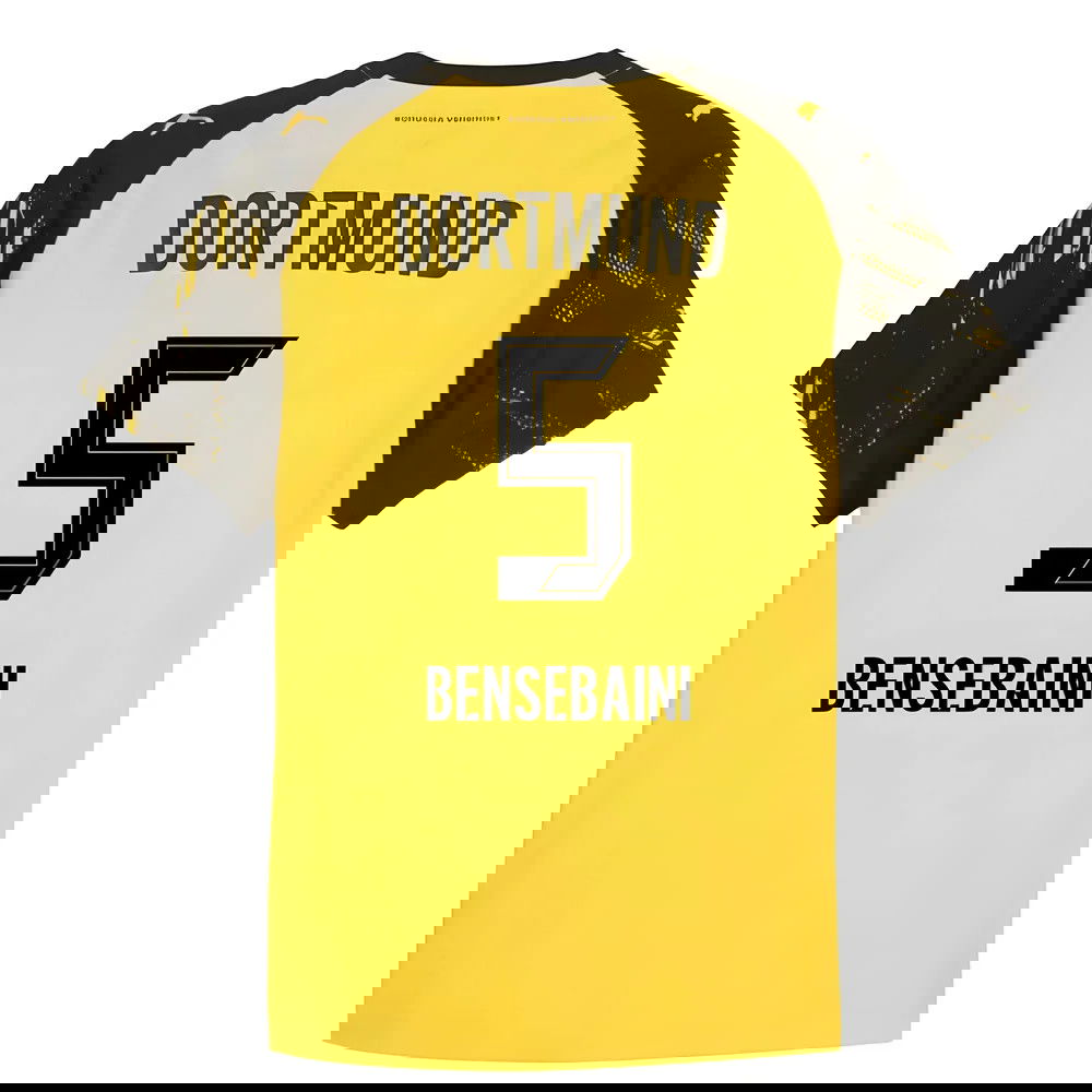 Tanie Koszulki Piłkarskie BVB Borussia Dortmund BENSEBAINI #5 Główna 2025-2026 Stroje Piłkarskie