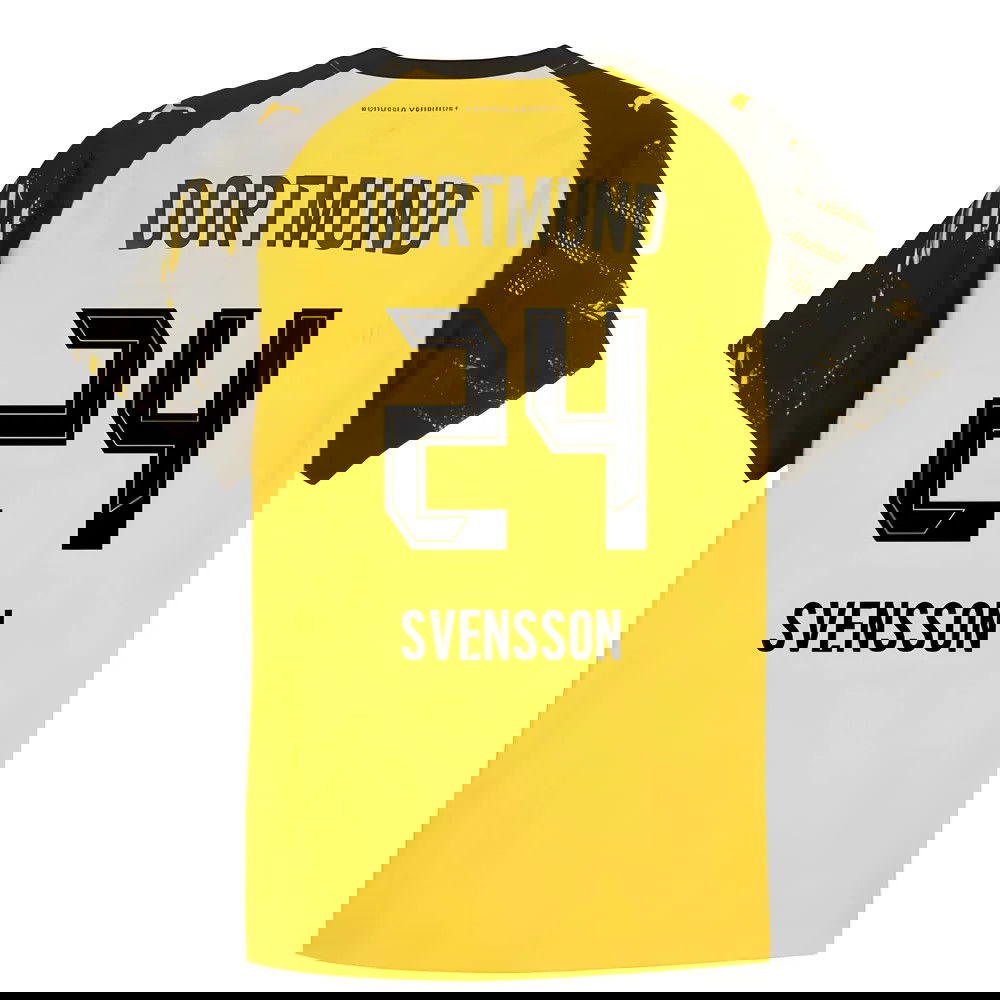 Tanie Koszulki Piłkarskie BVB Borussia Dortmund SVENSSON #24 Główna 2025-2026 Stroje Piłkarskie