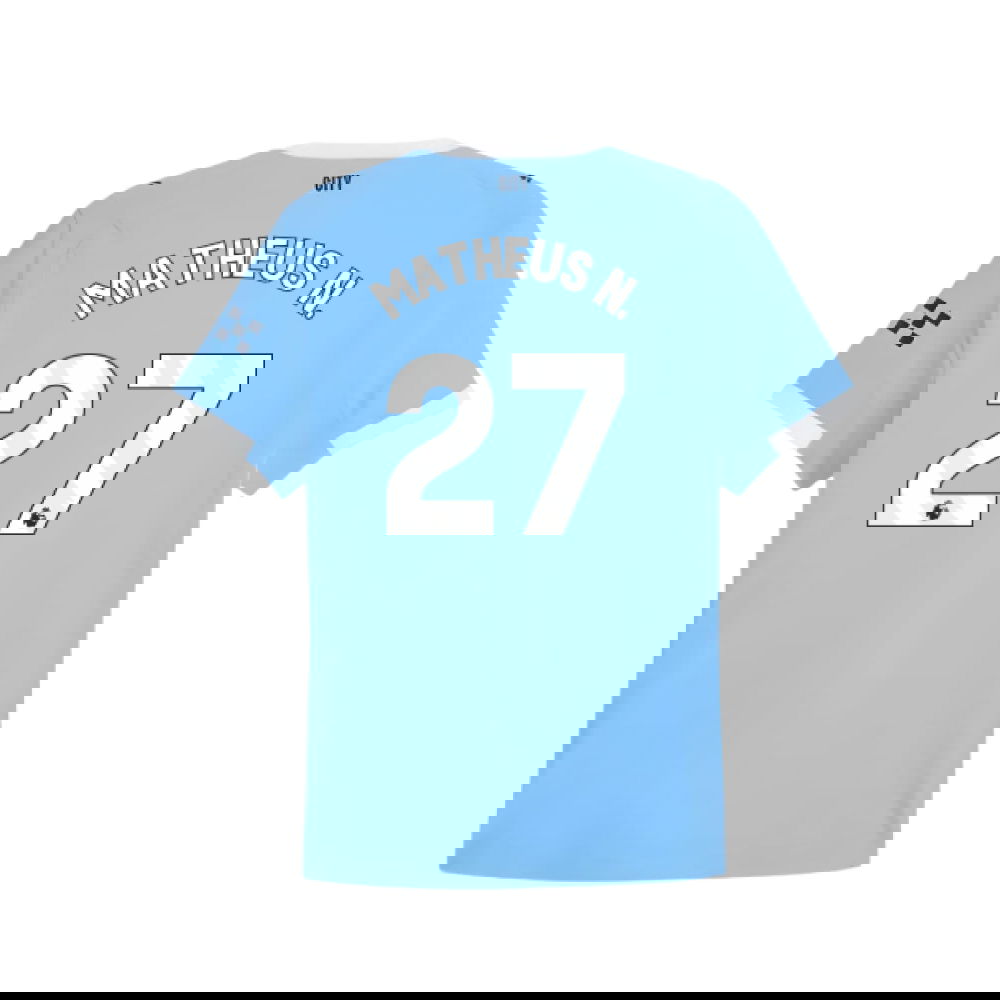 Tanie Koszulki Piłkarskie Manchester City MATHEUS N #27 Główna 2025-2026 Stroje Piłkarskie