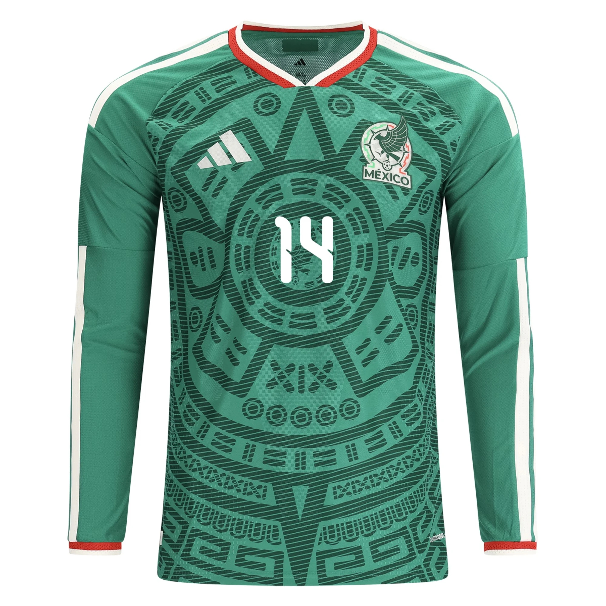 oryginalne Tanie Koszulki Piłkarskie Meksyk Długi rękaw CHICHARITO #14 Główna Puchar Świata 2026 Stroje Piłkarskie reprezentacji