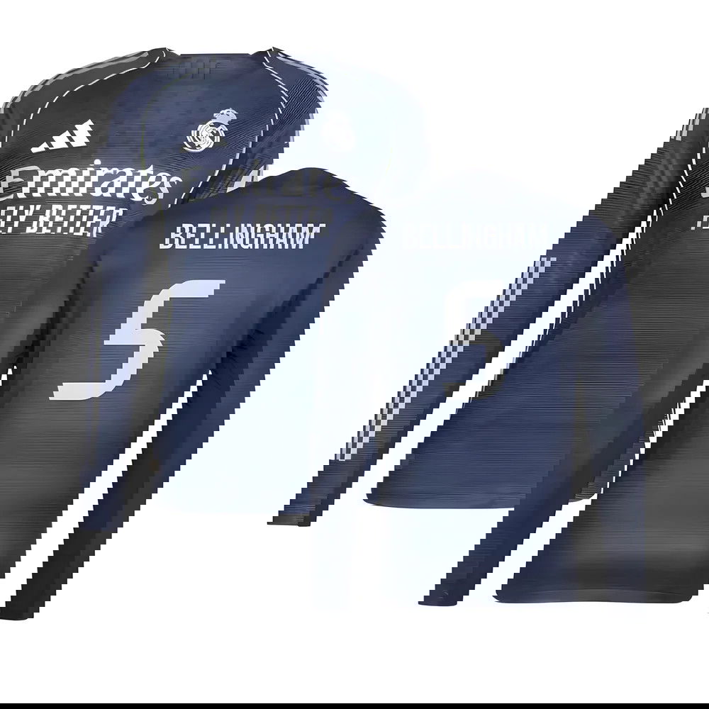 Tanie Koszulki Piłkarskie Real Madryt Długi rękaw BELLINGHAM #5 Precz 2025-2026 Stroje Piłkarskie