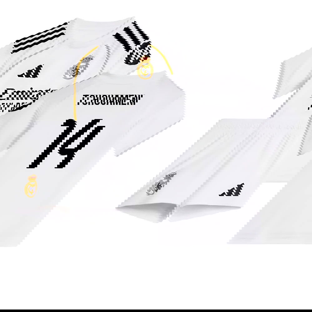 Tanie Koszulki Piłkarskie Real Madryt Dziecięca TCHOUAMENI #14 Główna 2025-2026 Stroje Piłkarskie