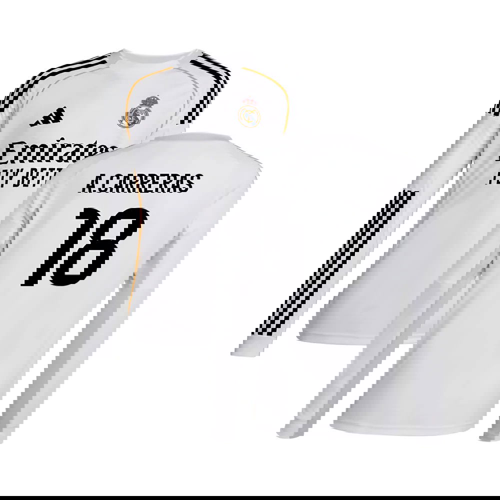 Tanie Koszulki Piłkarskie Real Madryt Długi rękaw ACARRERAS #18 Główna 2025-2026 Stroje Piłkarskie