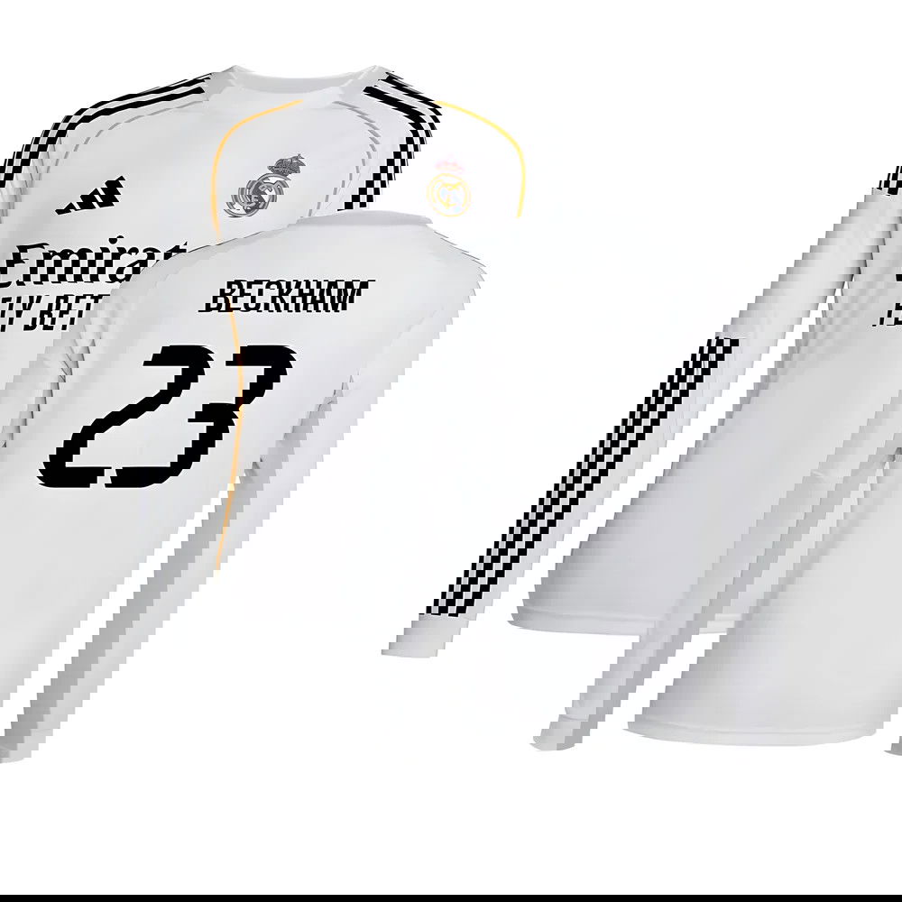 Tanie Koszulki Piłkarskie Real Madryt Długi rękaw BECKHAM #23 Główna 2025-2026 Stroje Piłkarskie