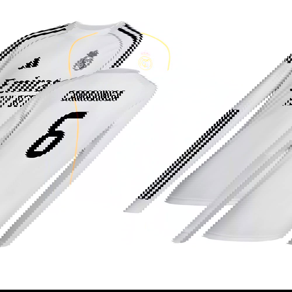 Tanie Koszulki Piłkarskie Real Madryt Długi rękaw CAMAVINGA #6 Główna 2025-2026 Stroje Piłkarskie