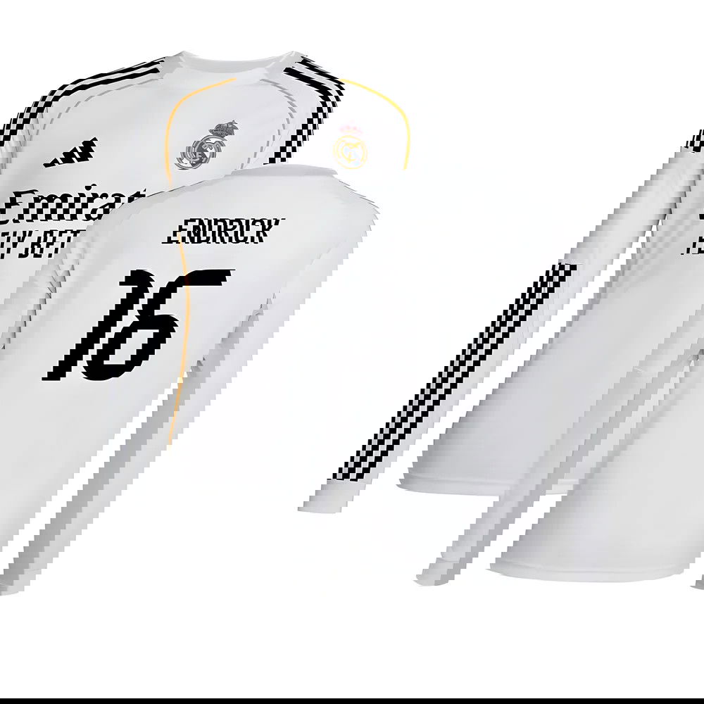 Tanie Koszulki Piłkarskie Real Madryt Długi rękaw ENDRICK #16 Główna 2025-2026 Stroje Piłkarskie