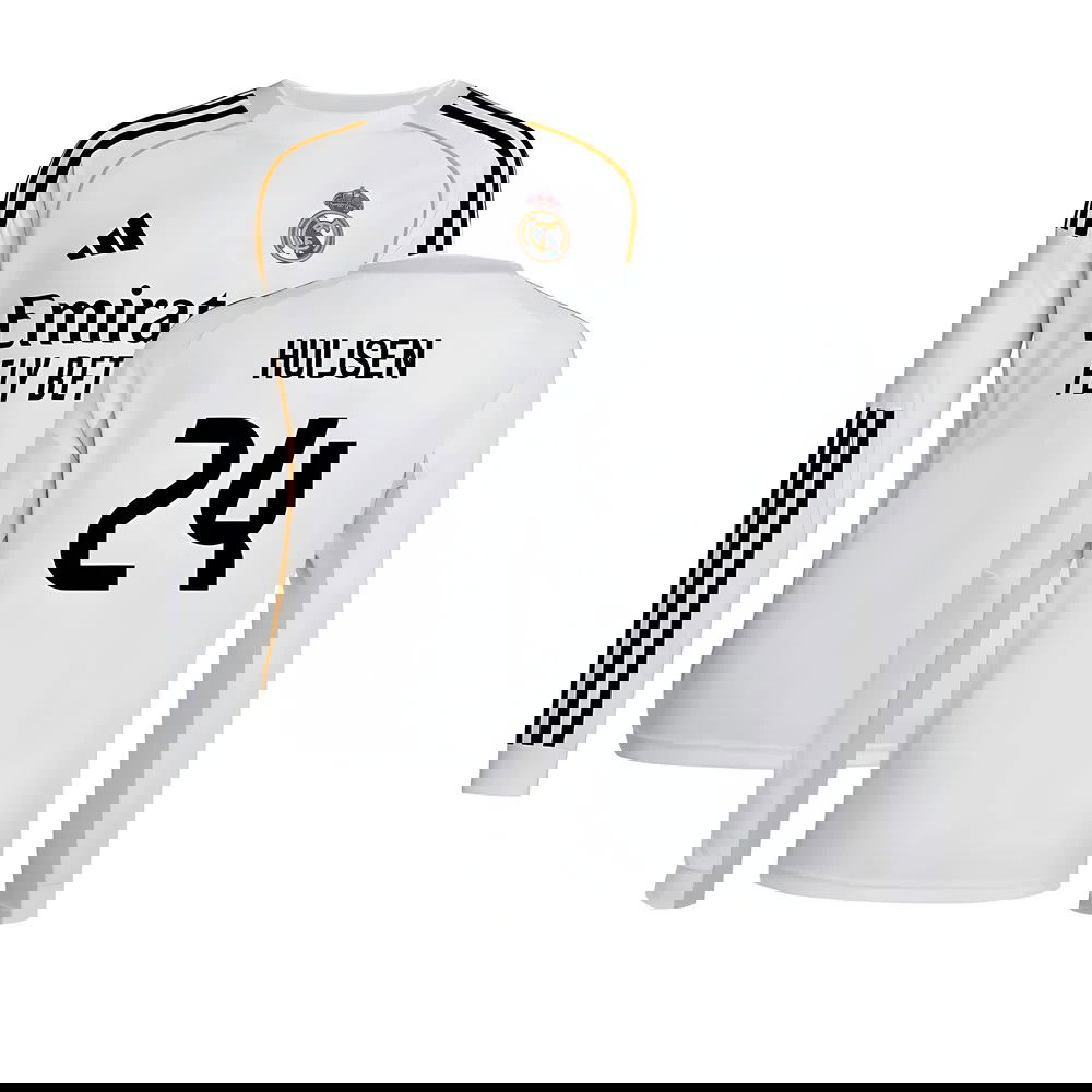 Tanie Koszulki Piłkarskie Real Madryt Długi rękaw HUIJSEN #24 Główna 2025-2026 Stroje Piłkarskie