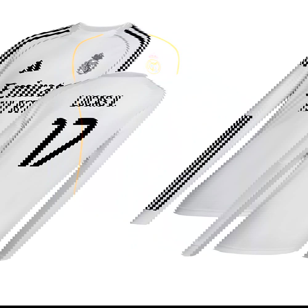 Tanie Koszulki Piłkarskie Real Madryt Długi rękaw LUCAS V #17 Główna 2025-2026 Stroje Piłkarskie