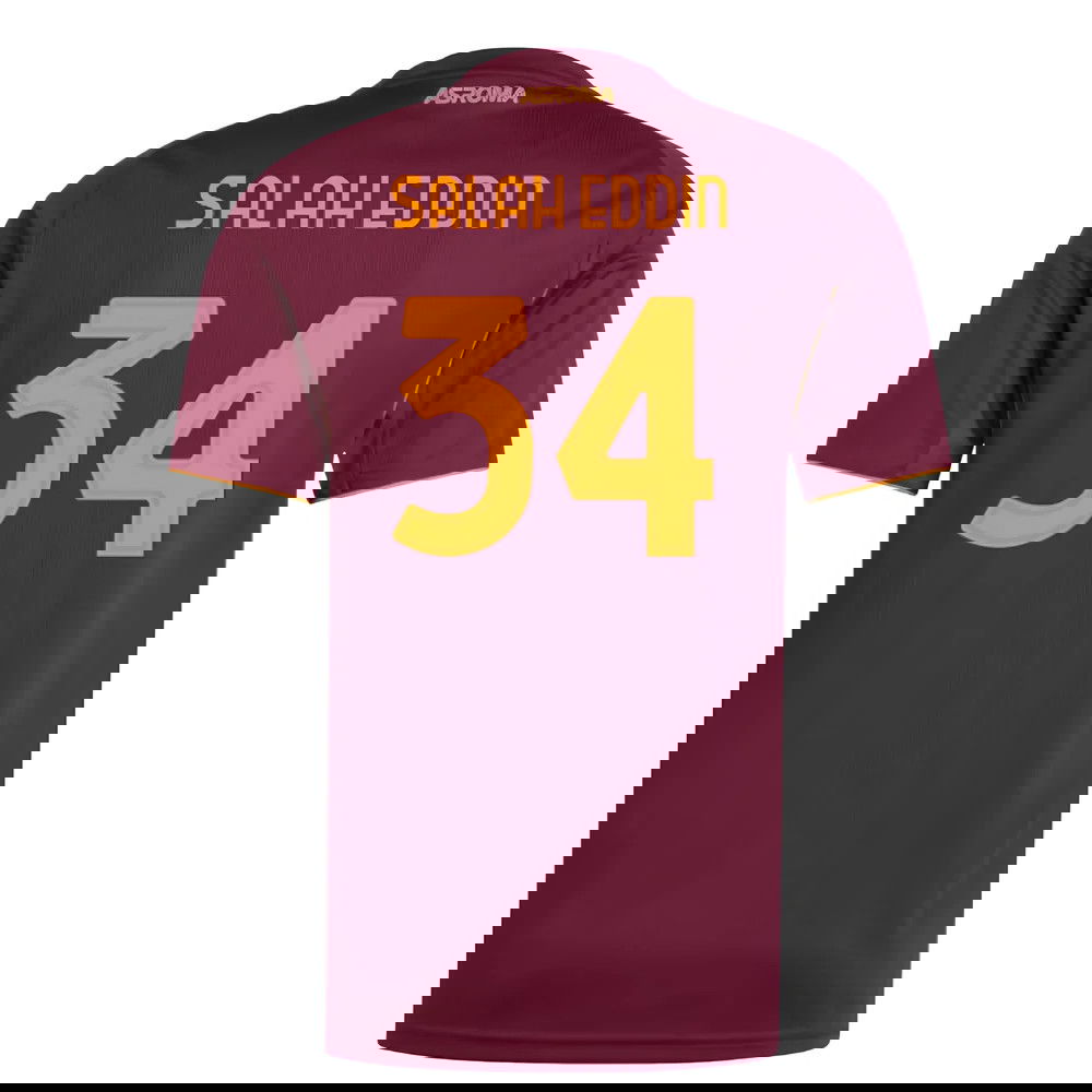 Tanie Koszulki Piłkarskie AS Roma SALAH EDDIN #34 Główna 2025-2026 Stroje Piłkarskie