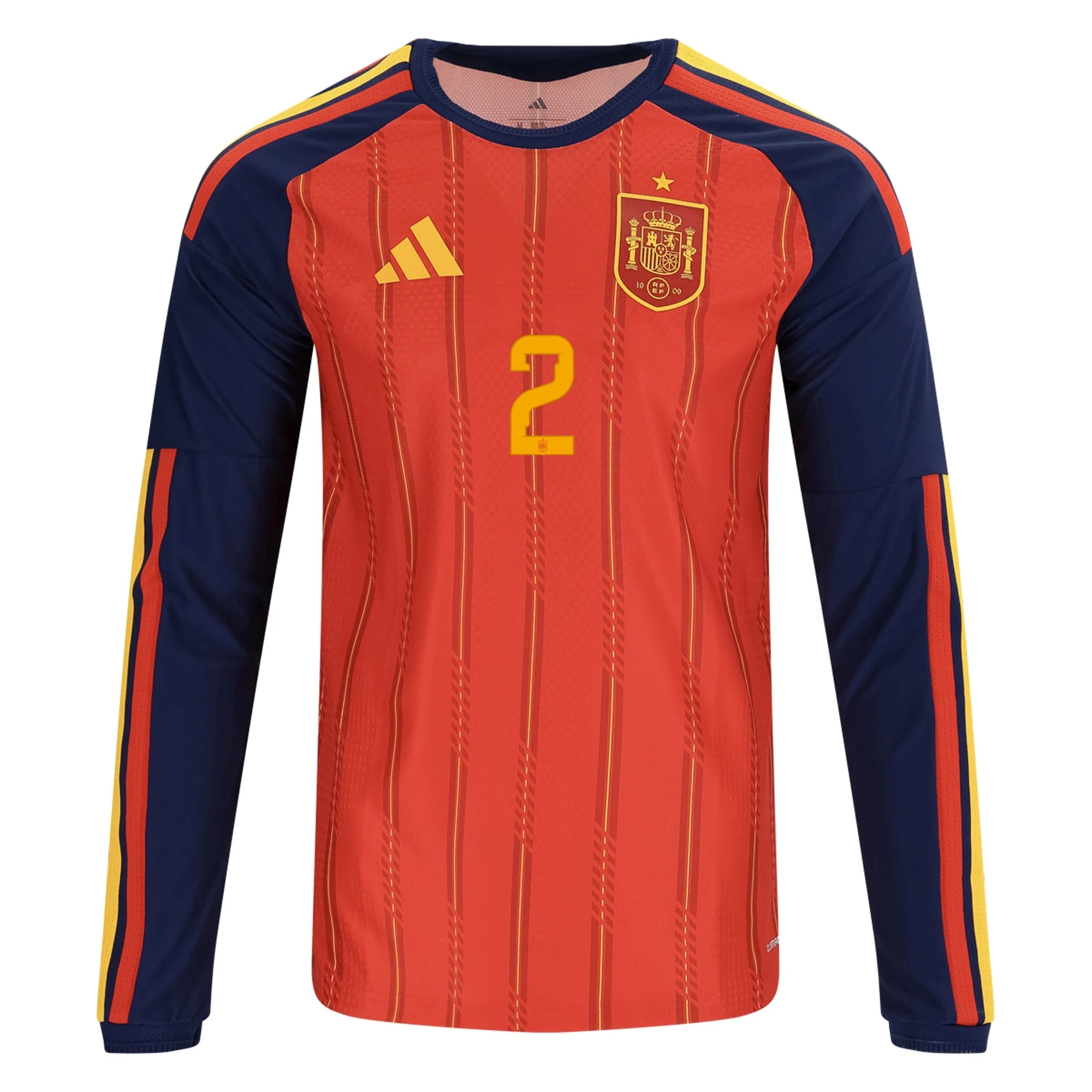 fajne Tanie Koszulki Piłkarskie Hiszpania Długi rękaw DANI CARVAJAL #2 Główna Puchar Świata 2026 Stroje Piłkarskie na zamówienie